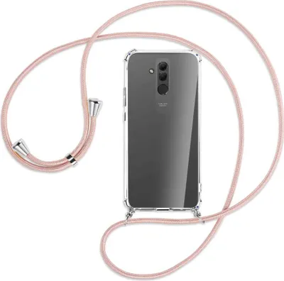Produktbild von Handykette Backcover-Schutzhülle mit Band (Metall silberfarben) für Huawei Mate 20 lite - roségold