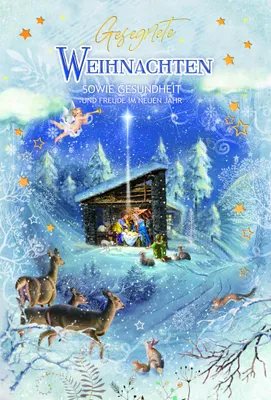 Produktbild von Weihnachten Grußkarte - Glückwunschkarte mit Umschlag - Rehe, Hasen