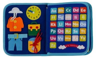 Zdjęcie produktu dla Kruzzel 26881 Książeczka sensoryczna Montessori, niebieska