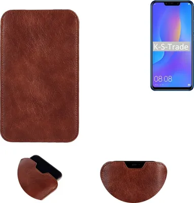 Produktbild von K-S-Trade Schutzhülle Handyhülle kompatibel mit Huawei P Smart+ Handytasche Kunstleder Sleeve in braun