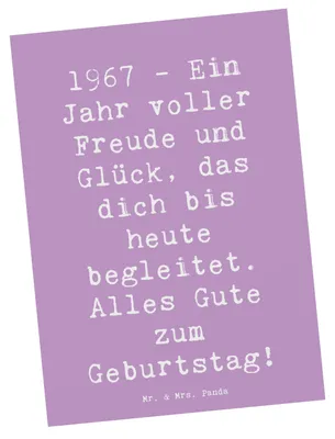 Produktbild von Mr. & Mrs. Panda Postkarte Spruch 1967 Geburtstag Freude - Lavendeltraum - Geschenk, Postkarten, Geburtstagsgeschenk, Besonderes, bildkarte, Geburtsjahr, Geboren, Alter