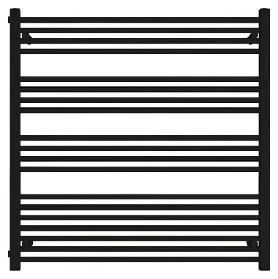 Produktbild von Badheizkörper Schwarz matt 1000 x 1000 mm – Handtuchheizkörper mit Seitenanschluss, Anschluss 900 mm, 873 Watt, ohne Heizstab