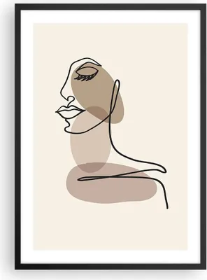 Produktbild von Gerahmtes Poster - Schwarzer Rahmen - Zeichnung einzeilig Frau - 50x70 cm - Wand Bild - Wanddeko - Wandbilder - Kunstposter - Wandposter - Bilderrahmen - Bilder - Kunstdruck - P2BPA50x70-4612