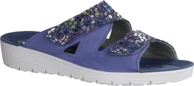 Produktbild von Rohde 1403-55 Pantolette, Damenschuhe, Jeans, Leder, Weite G - Damenschuhe Pantolette /  Zehentrenner, Blau, leder (velour bedruckt)