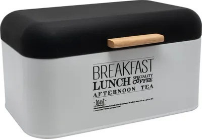 Produktbild von Brotkasten - Schwarz - Weiß - Metall - 31 x 21 cm - mit Aufschrift