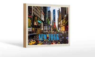Produktbild von Holzschild Reise 18x12 cm New York USA Times Square Zentrum