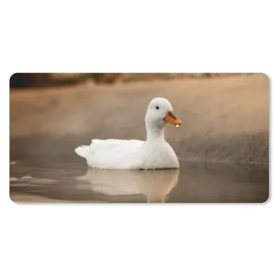 Produktbild von MuchoWow® Schreibtischunterlage Ente - Vogel - Wasser - Weiß 80x40 cm - XXL Mauspad - Gaming Mauspad