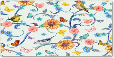 Produktbild von Tulup Glas-Bild -140x70- Wandkunst Dekorative Wand für Küche & Wohnzimmer - Tiere - Blumen und Vögel - Mehrfarbig