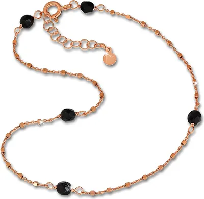 Image de SilberDream Chaîne de cheville pour femme 27cm 925 argent 333 plaqué or rose perles SDF2234E