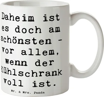Produktbild von Mr. & Mrs. Panda Tasse Spruch Geborgenheit im Zuhause - Weiß - Geschenk, Kaffeebecher, Wohngefühl, wahr Glück, Kaffeetasse, Stimmungen, Entspannung, Zitat, Trinkbecher