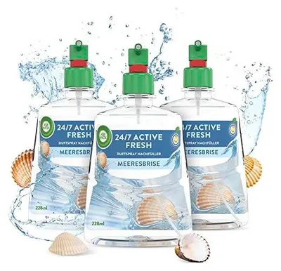 Produktbild von Air Wick Active Fresh – Aeorosolfreier, automatischer Lufterfrischer – Raumduft Meeresbrise – 3 x 228 ml Nachfüller