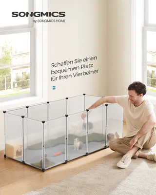 Produktbild von SONGMICS Kleintierkäfig, Freigehege mit Bodenplatten, 145 x 72 x 57 cm, weiß