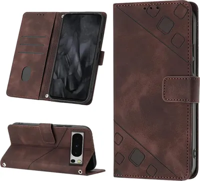 Obrázek produktu pro Pouzdro pro Google Pixel 8 Pro vyražené Flip kožené peněženkové pouzdro s funkcí stojánku Hnědý