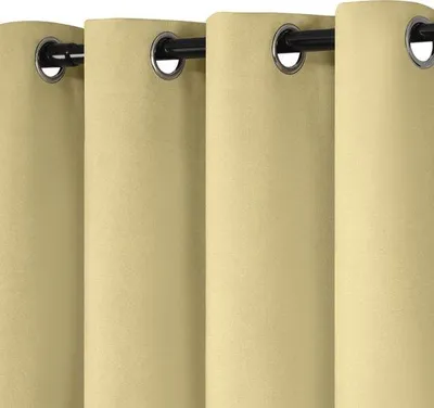 Image de Rideaux occultants thermiques 100 % polyester 140 x 175 cm, couleur champagne