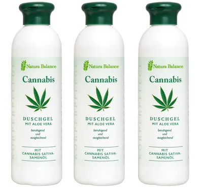 Produktbild von 3x 250ml Duschgel Cannabis Aloe Vera Hanf Hanfsamenöl Hautpflege Pflegedusche vegan