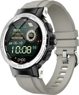 Image de Smart Watch 24 modes de sport Tracker de santé étanche pour hommes Gris argenté