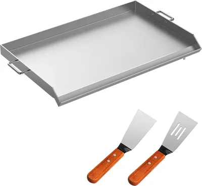 Produktbild von VEVOR Grillpfannen Edelstahl Grillplatte Plancha BBQ-Platte für Holzkohle und Gasgrill 81×43cm
