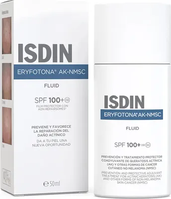 Produktbild von ISDIN Eryfotona AK-NMSC Fluid SPF 100+, Sonnenschutzcreme, Gesicht, Flasche, Nährend, Schutz, Jeder Hauttyp, 50 ml