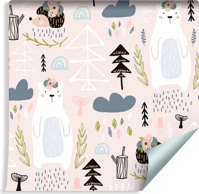 Produktbild von 10m VLIES TAPETE Rolle Kinderzimmer Waldtiere Baum Natur XXL