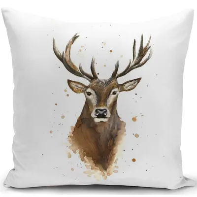 Productafbeelding van Kussensloop 40x40 cm met hertenmotief, geschikt voor sierkussens en kussens voor op de bank