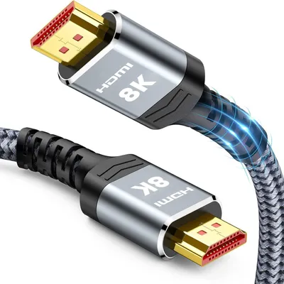 Produktbild von HDMI 2.1 Kabel 8K@60Hz (Ultra HD) 48Gbps (HDR10+/eARC/VRR/QMS) 4K@120Hz High Speed 2K@144Hz Premium HDMI Kabel Nylongeflecht Reiner Kupferkern - 5m