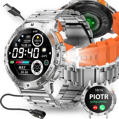 Zdjęcie produktu dla Smartwatch Męski Menu Pl Rozmowy Amoled Bateria 530Mah Wodoodporny Latarka