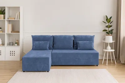 Zdjęcie produktu dla Narożnik KUBO L FIT z funkcją spania 120x200, pojemnik na pościel, uniwersalny L/P, Kronos 05 niebieski, 206 cm