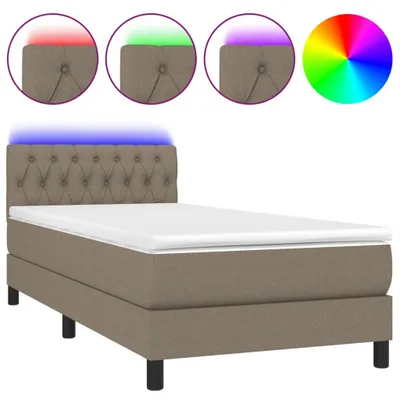 Produktbild von vidaXL Boxspringbett mit Matratze & LED Taupe 90x200 cm Stoff