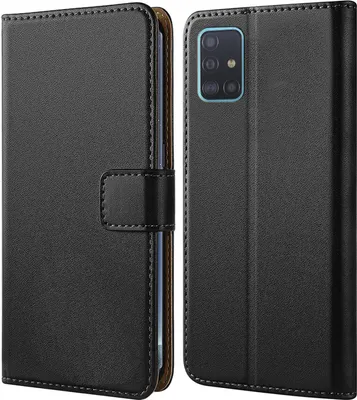 Produktbild von Handy Tasche für Samsung Galaxy A51 Schutzhülle Bookstyle Etui Klapphülle Wallet Flip Cover Case Schwarz