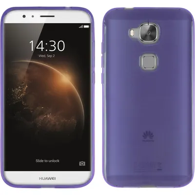 Produktbild von PhoneNatic Case kompatibel mit Huawei G8 - lila Silikon Hülle transparent + 2 Schutzfolien