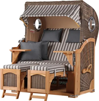 Produktbild von Strandkorb-Set - bene living - Ammersee Teak - PE grau- Modell 545 - inkl. Liftersystem