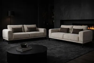 Immagine prodotto di Divano moderno, beige, per 3 persone, nuovo, morbido e confortevole, ideale per il soggiorno