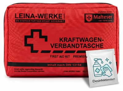 Image de Trousse de premiers secours voiture - DIN 13164:2022 - Fabriquée en Allemagne - Sac de transport compact