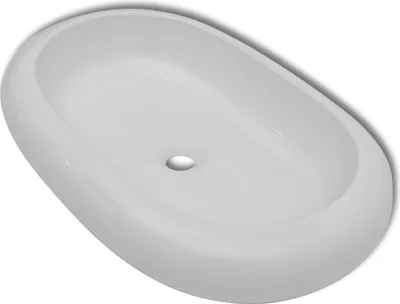 Produktbild von vidaXL Keramik Waschtisch Waschbecken Oval Weiß 63 x 42 cm