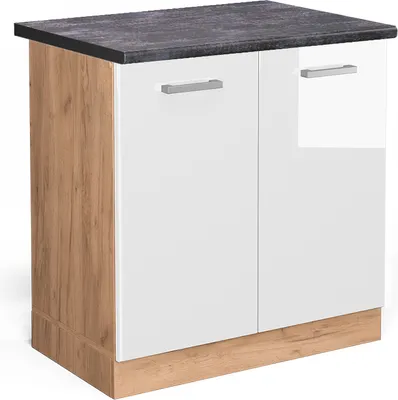 Produktbild von Spülenunterschrank Vicco R-Line Weiß Hochglanz 80 cm , AP Anthrazit, Model 46886