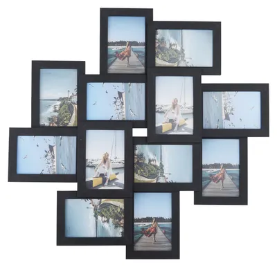 Produktbild von Bilderrahmen Set 12 Stück 13x18 cm Holz schwarz Collage Rahmen Wohnzimmer Deko Wanddeko