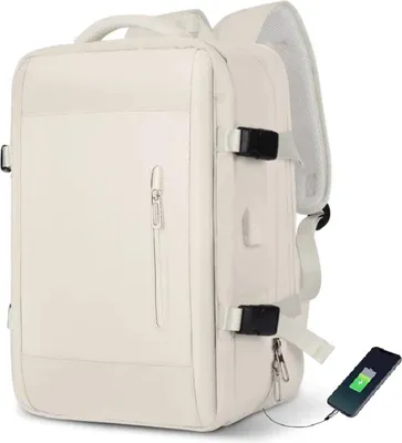 Imagen del producto de CarryQuest® - Mochila de viaje, 36-55 litros, compartimento para portátil, color beige