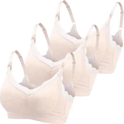 Produktbild von ZESLIV Damen Nahtloser Still-BH aus Baumwolle 3er Pack Schwangerschafts BH Hautf