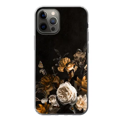 Produktbild von MuchoWow® Handyhülle Schutzhülle Hülle für iPhone 12 Pro Blume - Gold - Muster Silikon Softcase Handy Hülle - Abdeckung