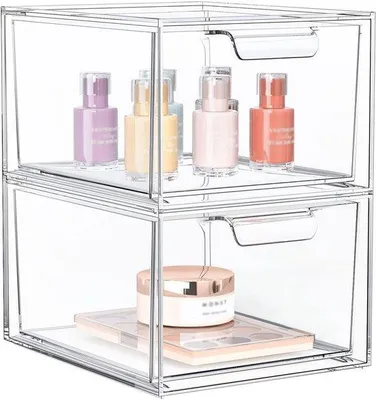 Immagine prodotto di Contenitore trasparente impilabile con tappetini antiscivolo per l'ufficio e il bagno