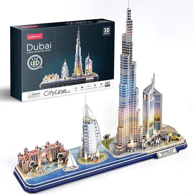 Obrázok produktu pre CubicFun 3D puzzle LED stavebnica Dubaj architektúra pre deti a dospelých, Atlantis The Palm Dubai, Burj al Arab Jumeirah Hotel, Burj Khalifa,