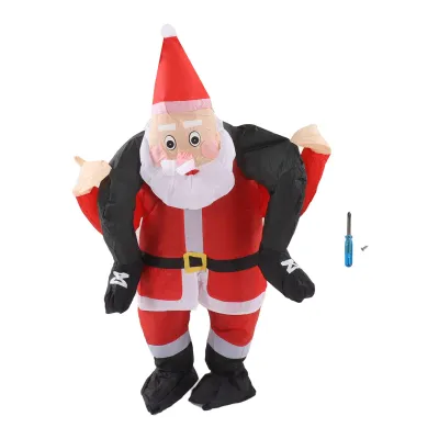 Produktbild von Lustiges Weihnachtsmannkostüm, aufblasbarer Reit-Weihnachtsmann, Show-Party-Cosplay-Rollenspiel-Requisiten für Teenager (120–140 cm)