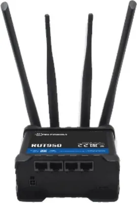 Produktbild von Teltonika RUT950, Wi-Fi 4 (802.11n), Einzelband (2,4GHz), Ethernet/LAN, 3G, Schwarz, Tabletop-Router