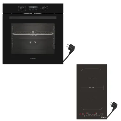 Produktbild von KB ELEMENTS Sparset, Einbauherd Set, Herdset, Induktionskochfeld 2 Kochfelder, Einbaubackofen 60cm, 9 x Funktionen, AQUA CLEAN, EV1/108
