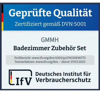 Produktbild von 6-teiliges Badezimmer-Set mit Seifenspender und Toilettenbürste, grau