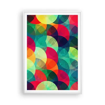 Produktbild von Gerahmtes Poster - Weißer Rahmen - Farben Räder Abstraktion - 70x100 cm - Wand Bild - Wanddeko - Wandbilder - Kunstposter - Wandposter - Bilderrahmen - Bilder - Kunstdruck - P2WPA70x100-4701