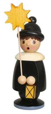 Produktbild von Miniaturfiguren Frierendes Kurrendekind mit Stern schwarz Höhe 26cm NEU