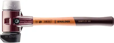 Produktbild von HALDER SIMPLEX Hammer Gefüllter Gummi, mit integriertem Fuß / Weichmetall, mit Tempergussgehäuse und hochwertigem Holzstiel - D=60 mm - 3029.260