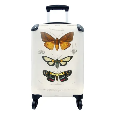 Produktbild von MuchoWow® Koffer Handgepäck Trolley Rollkoffer Kleine Reisekoffer mit 4 Rollen - Schmetterling - Vintage - Insekten - Cabin Size < 55x40x23 cm & 55x40x20 cm - Fotokoffer - Kabinenkoffer - Boardgepäck - Reise-Box - Reisekoffer - Reisegepäck - Koffer mit Bild - Trolley für Kinder