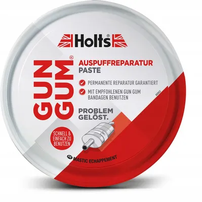 A round tin of Holts Gun Gum exhaust repair paste.